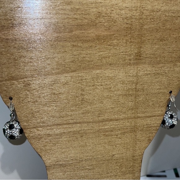 New La Volpe Dangle Earrings for Women Rhinestone Ball Earrings Soccer Drop - Picture 8 of 8